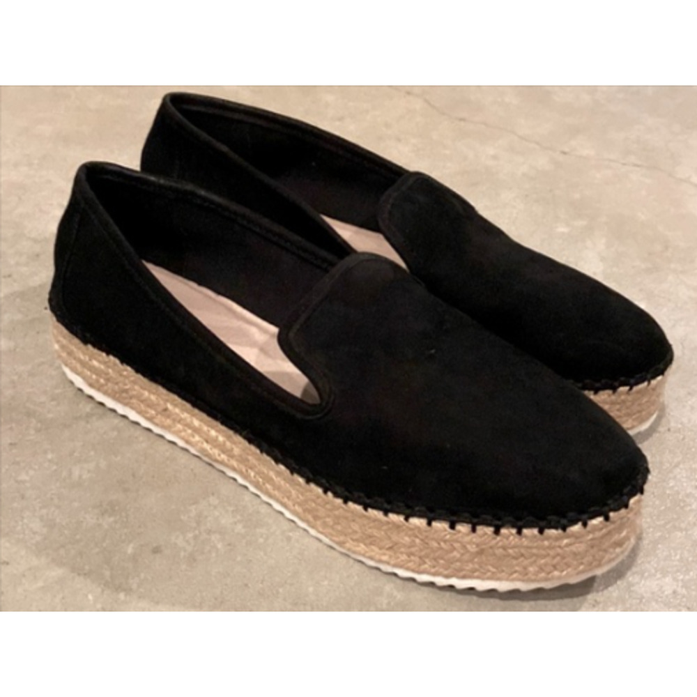 Gianni Bini Women's Black Suede Cork Platform & Rubber Wedge Shoes 8.5M